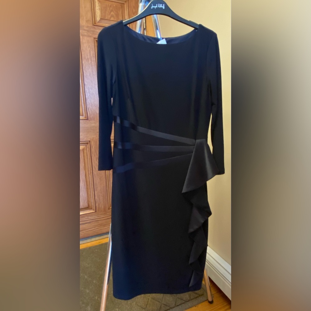 Joseph Ribkoff long sleeved cocktail dress in midnight blue